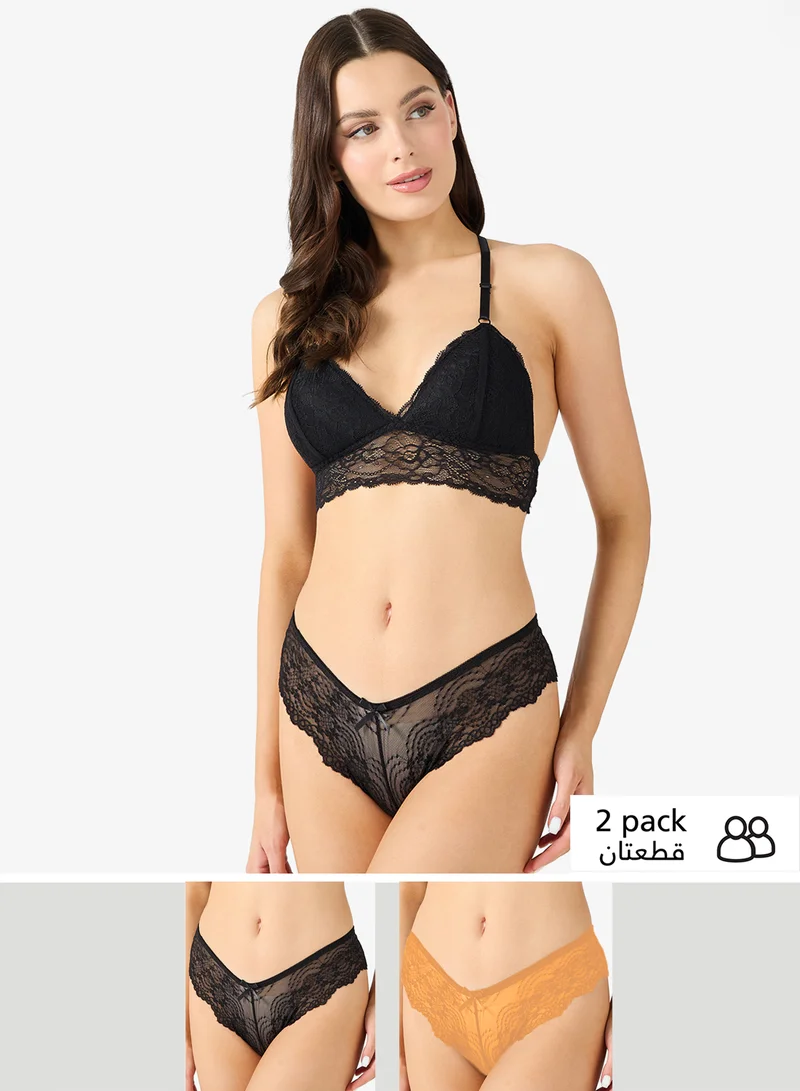 جينجر 2PC Lace Detail Cheeky Brief